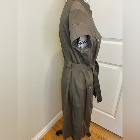 Calvin Klein Military Style Dress Size 14 Olive Green - Picture 4 of 9